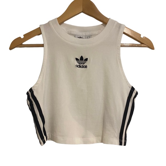 (Sold)Adidas Originals Crop Top, White & Black, Womens XS Sleeveless - Picture 2 of 7
